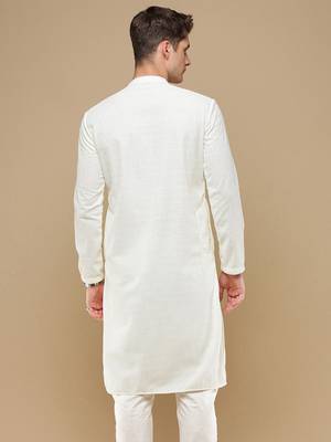 Unleash your style with men's off white chikankari designer kurta by sanwara 4