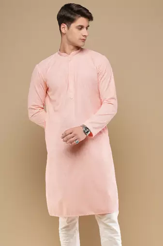 Unleash your style with men's pink chikankari designer kurta by sanwara