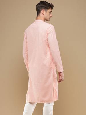 Unleash your style with men's pink chikankari designer kurta by sanwara 4