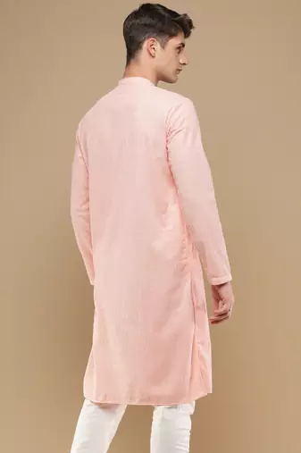Unleash your style with men's pink chikankari designer kurta by sanwara