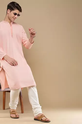 Unleash your style with men's pink chikankari designer kurta by sanwara