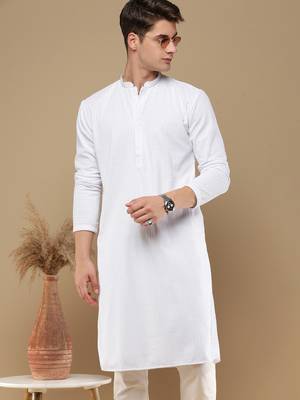 Unleash your style with men's white chikankari designer kurta by sanwara 1