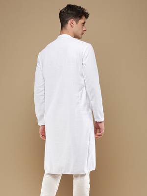 Unleash your style with men's white chikankari designer kurta by sanwara 4
