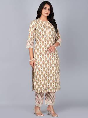 Straight kurta with stand coller neck & pant 2