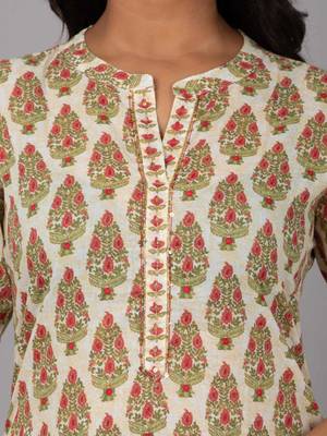 Straight kurta with stand coller neck & pant 4
