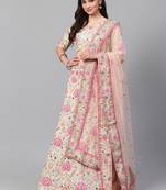 Gorgeous Peach and Pink Embroidered Art Silk Blouse with Dupatta