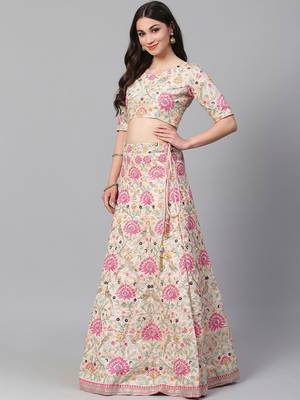 peach and pink embroidered art silk blouse with dupatta 2