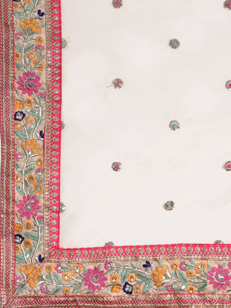 Gorgeous Peach and Pink Embroidered Art Silk Blouse with Dupatta