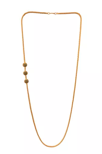 Green stone LONG mugappu chain one gram gold