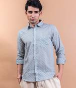 Grey comfort fit printed cotton shirt