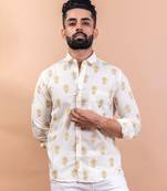 Off white floral printed full sleeve shirt