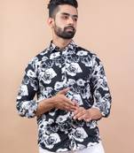 White rose black color full sleeve shirt
