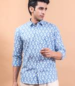 Ikat print full sleeves cotton shirt