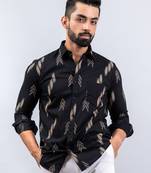 Black arrow printed full sleeves cotton shirt
