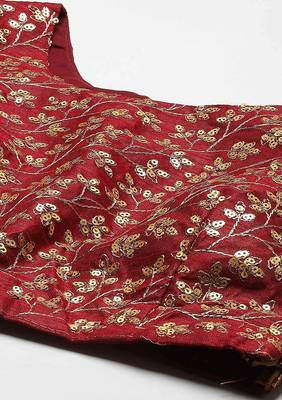  maroon zari embroidered silk bridal lehenga set choli with dupatta 5