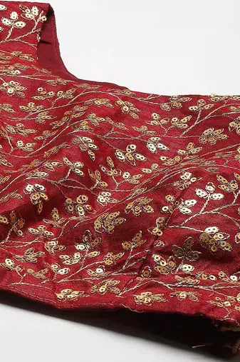  maroon zari embroidered silk bridal lehenga set choli with dupatta