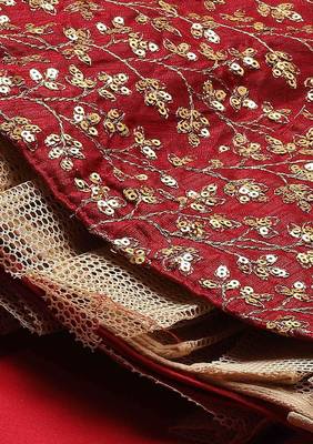  maroon zari embroidered silk bridal lehenga set choli with dupatta 7