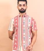 Directional print half sleeves crepe shirt