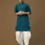 Chic & classic boys solid firozi chikankari designer cotton kurta set by sanwara