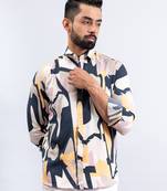 Multicolor abstract printed full sleeves crepe shirt