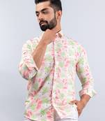 Tropical flamingo printed full sleeves crepe shirt
