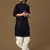 Dapper & dazzling boys solid deep blue chikankari with sequins party wear cotton kurta set by sanwara