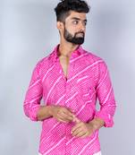 Pink leheriya printed cotton full sleeves shirt