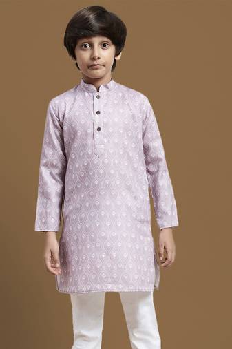 Sanwara boy printed purple floral pattern ethnic kurta set