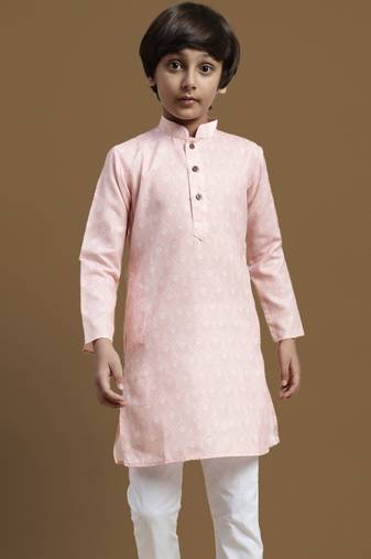 Sanwara boy printed pink floral pattern ethnic kurta set