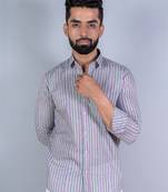 Multicolor striped printed full sleeves cotton shirt