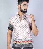 Multicolor floral printed half sleeves crepe shirt