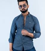 Solid blue denim shirt