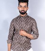 Brown chevron printed full sleeves cotton shirt