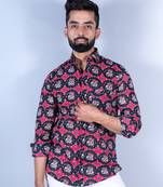 Black elephant ikat printed full sleeves cotton shirt