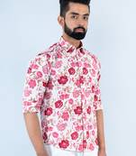 White floral printed full sleeves cotton shirt