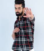 Black checks full sleeves crepe shirt