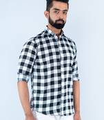 Black and white checks full sleeves crepe shirt