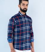 Blue checks full sleeves crepe shirt