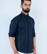 Black stripes full sleeves cotton shirt