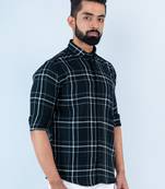 Black checks full sleeves flannel cotton shirt