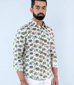 Multicolor elephant printed full sleeves cotton shirt