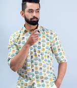 Multicolor owl printed full sleeves cotton shirt
