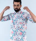 Pink floral printed full sleeves cotton shirt