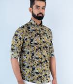 Black paisley printed full sleeves crepe shirt