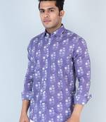 Purple floral printed full sleeves cotton shirt