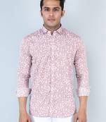 Dusty rose floral printed full sleeves crepe shirt