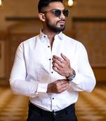 White tuxedo full sleeves cotton shirt