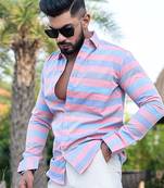 Multi striped full sleeves giza cotton shirt