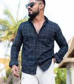 Grey checks full sleeves giza cotton shirt