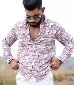 Rose taupe abstract printed full sleeves crepe shirt